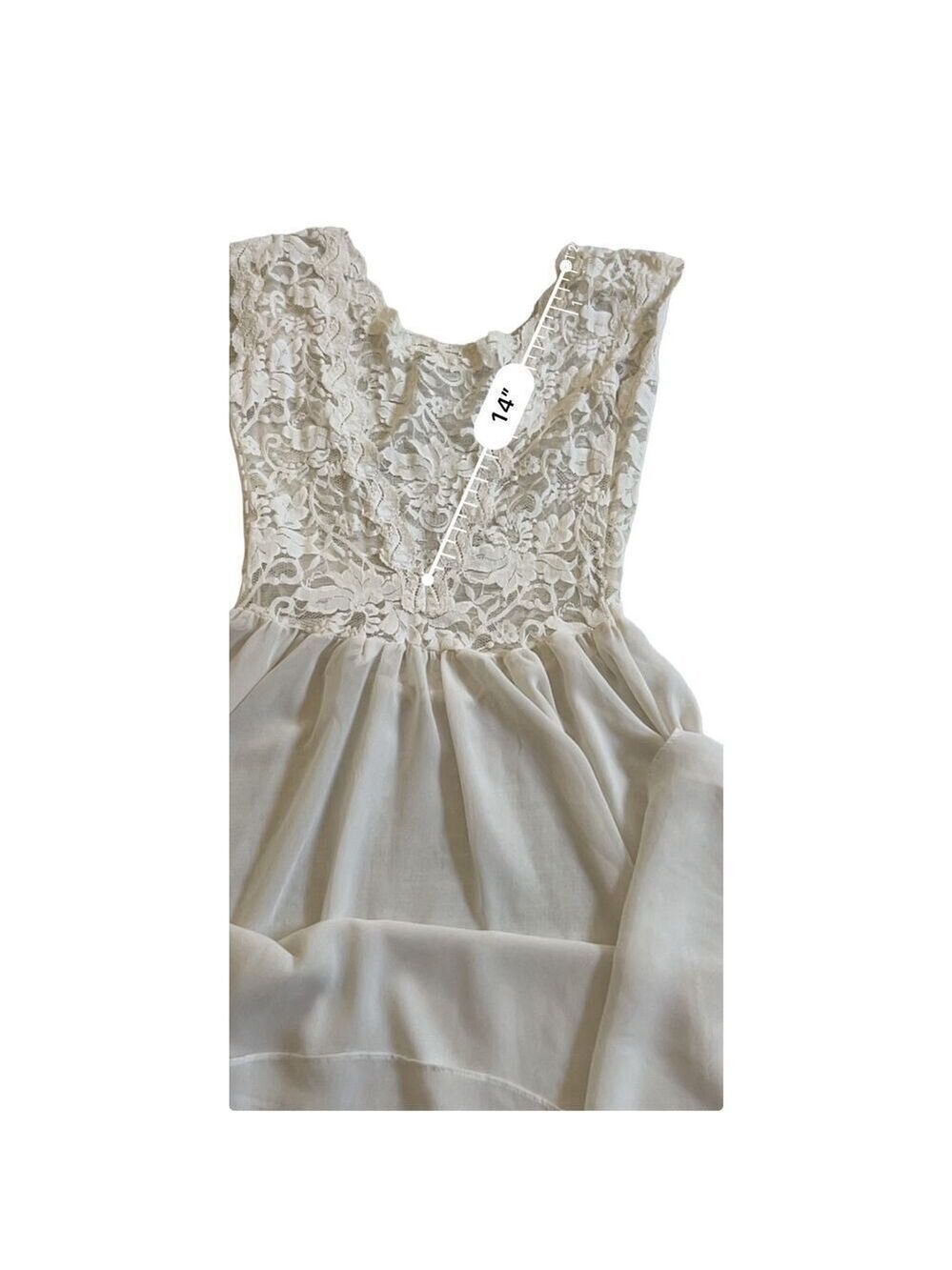 90’ Vintage Victoria's Secret Maxi Dress Nightgown Ivory Floral Lace Plunge Back - Picture 7 of 10
